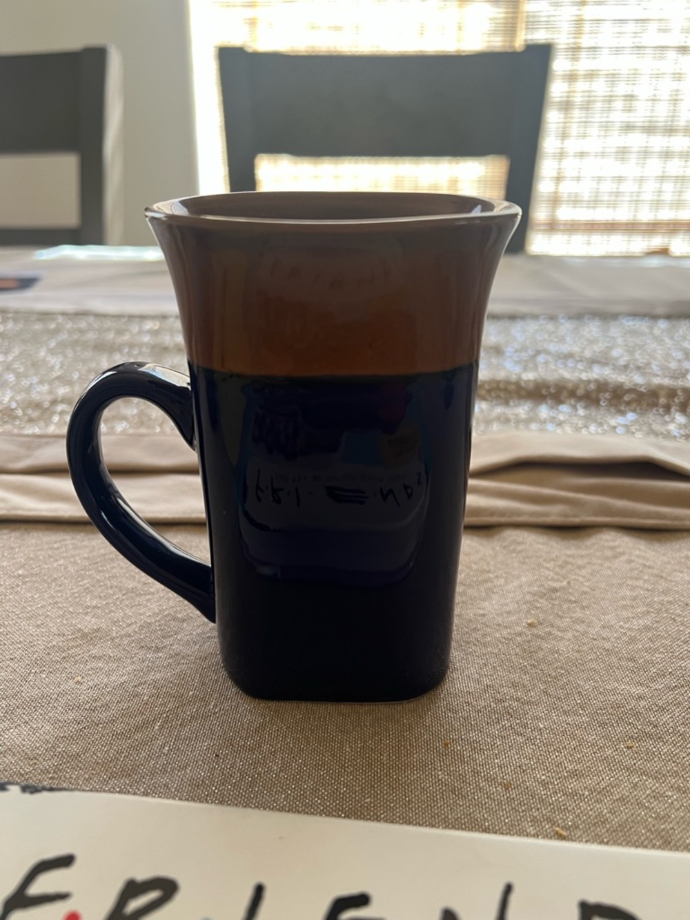 Classic Two-Tone Ceramic Coffee Mug - Navy and Brown